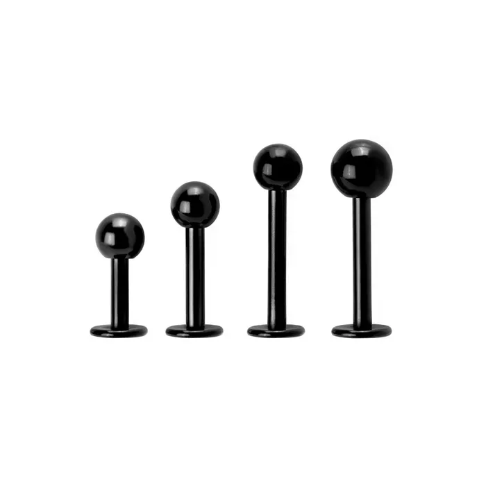 Anal Painful Pleasures 14g Externally Threaded PVD Black Titanium Labret Post w Ball Price Per 1
