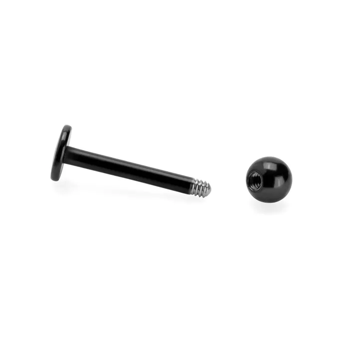 Anal Painful Pleasures 14g Externally Threaded PVD Black Titanium Labret Post w Ball Price Per 1