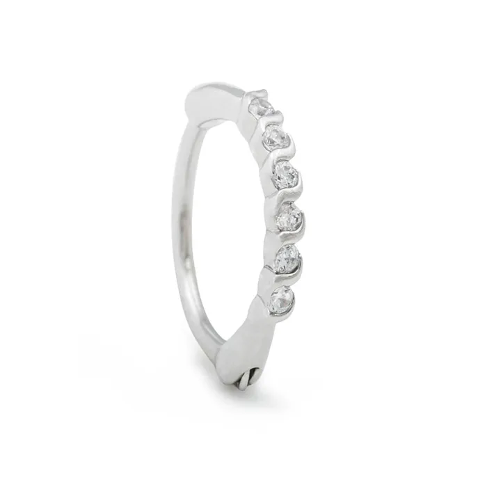 Anal Painful Pleasures 18g 38 Entwined Crystal Band Rhodium Plated Clicker