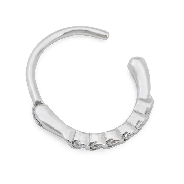 Anal Painful Pleasures 18g 38 Entwined Crystal Band Rhodium Plated Clicker