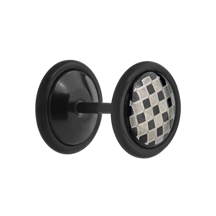 Anal Painful Pleasures CHECKERS on Black Fake Illusion Piercing Plug 16g thin post Price Per 1