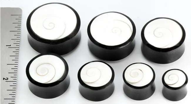 Anal Shiva Eye Shell Inlayed on a Horn Plug Organic Body Jewelry 12mm 31mm Price Per 1 Elementals Organics