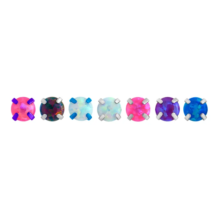 Anal Tilum 18g16g Internally Threaded Square ProngSet 35mm Round Opal Top Price Per 1 Tilum