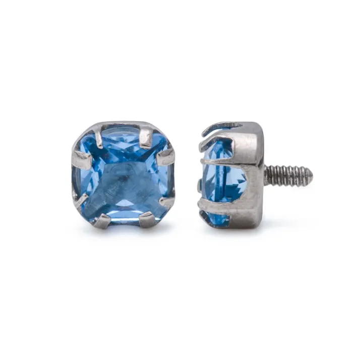 Anal Tilum Tilum 14g12g Internally Threaded Titanium Corner ProngSet Square Jewel Top 3mm Price Per 1 Anal Tilum Tilum 14g12g Internally Threaded Titanium Corner ProngSet Square Jewel Top 3mm Price Per 1