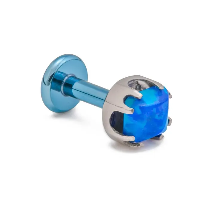 Anal Tilum Tilum 14g12g Internally Threaded Titanium Corner ProngSet Square Opal Top 4mm Price Per 1