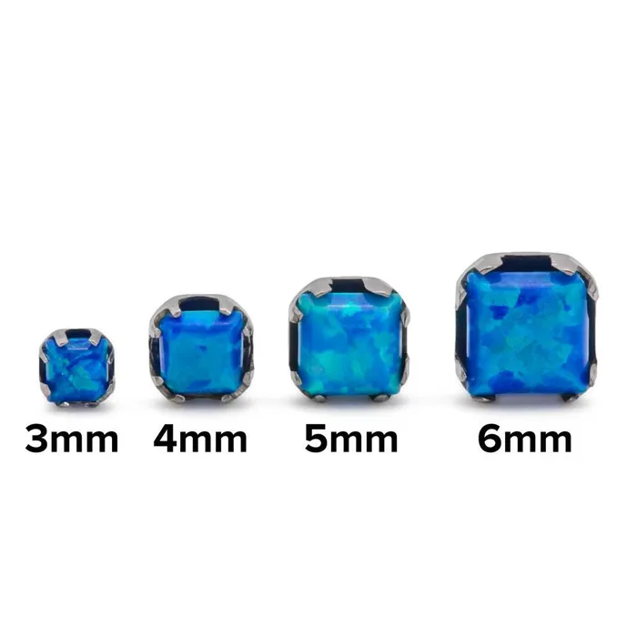 Anal Tilum Tilum 14g12g Internally Threaded Titanium Corner ProngSet Square Opal Top 4mm Price Per 1