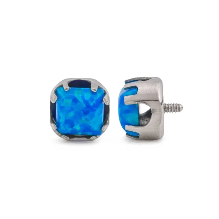 Anal Tilum Tilum 18g16g Internally Threaded Titanium Corner ProngSet Square Opal Top 4mm Price Per 1 Anal Tilum Tilum 18g16g Internally Threaded Titanium Corner ProngSet Square Opal Top 4mm Price Per 1