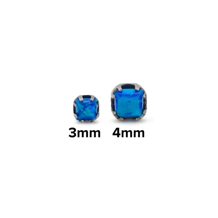 Anal Tilum Tilum 18g16g Internally Threaded Titanium Corner ProngSet Square Opal Top 4mm Price Per 1