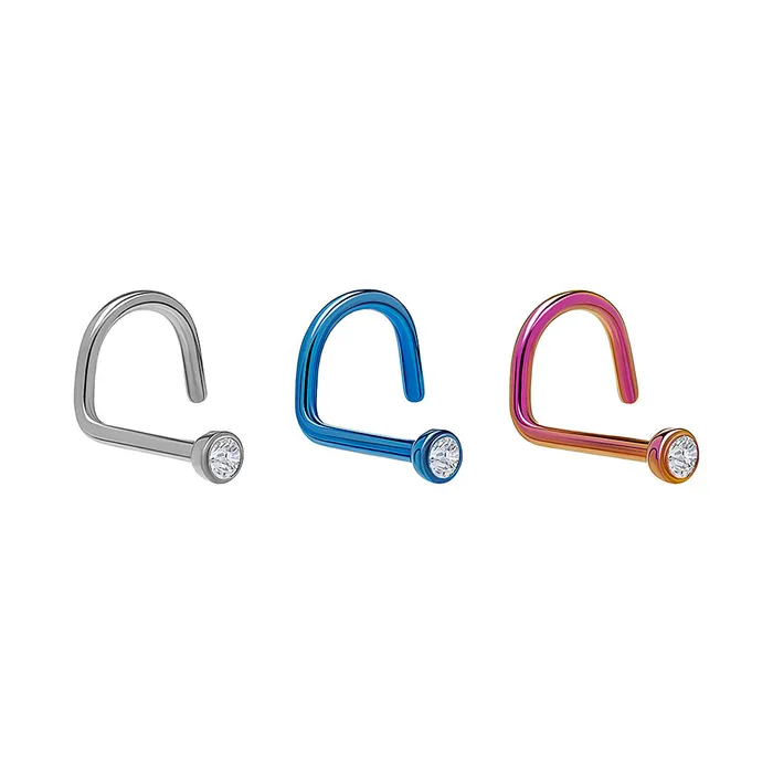 Anal Tilum Tilum 20g Titanium Nostril Screw w Martini BezelSet Jewel Price Per 1