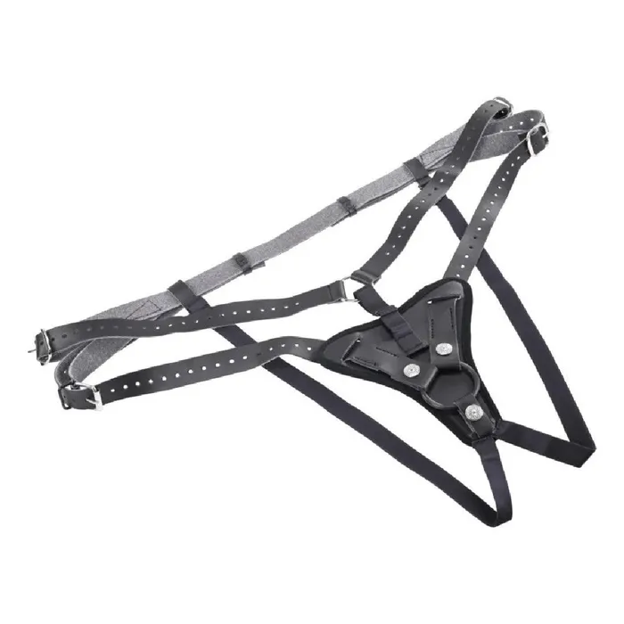Aurora High Waisted Adjustable Vegan Black Leather Strap on Harness Sportsheets Female Sex Toys