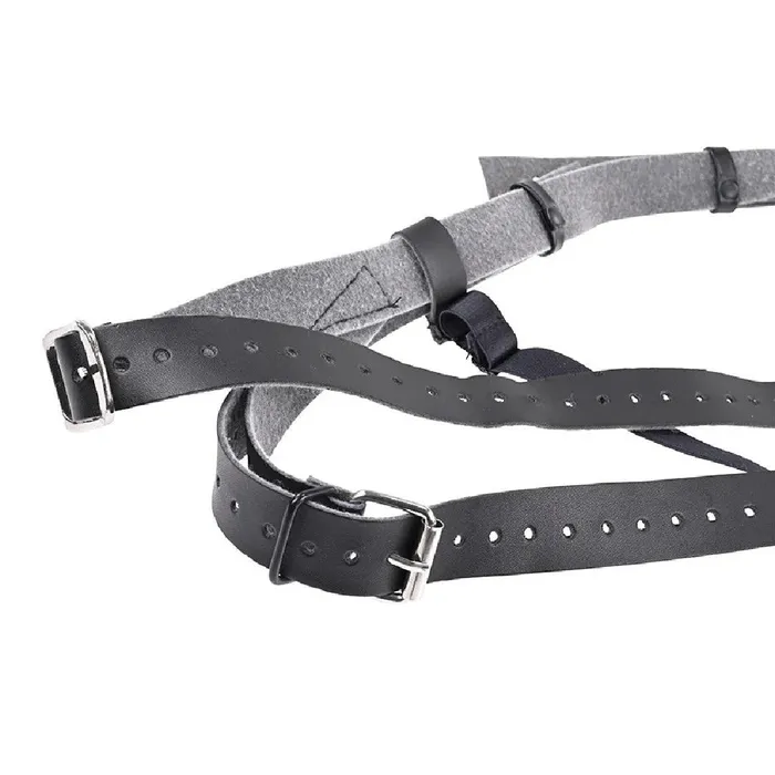 Aurora High Waisted Adjustable Vegan Black Leather Strap on Harness Sportsheets Female Sex Toys