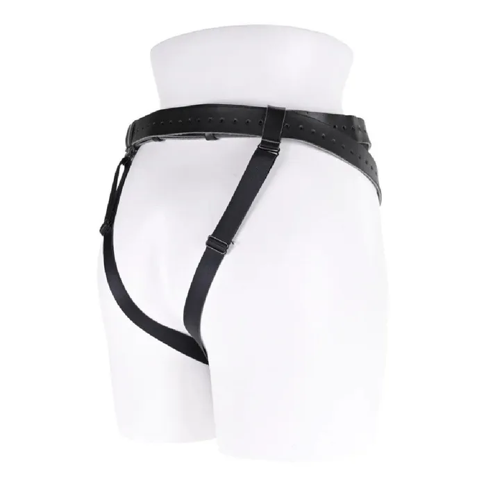 Aurora High Waisted Adjustable Vegan Black Leather Strap on Harness Sportsheets Female Sex Toys