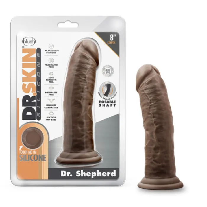 Blush Anal Dr Shepherd Long Thick 8 Inch Silicone Dildo Chocolate