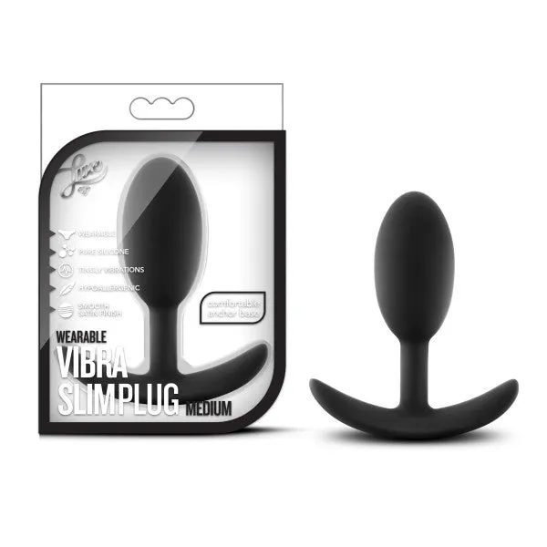 Blush Anal Luxe Medium Wearable Silicone Vibra Slim Plug Black