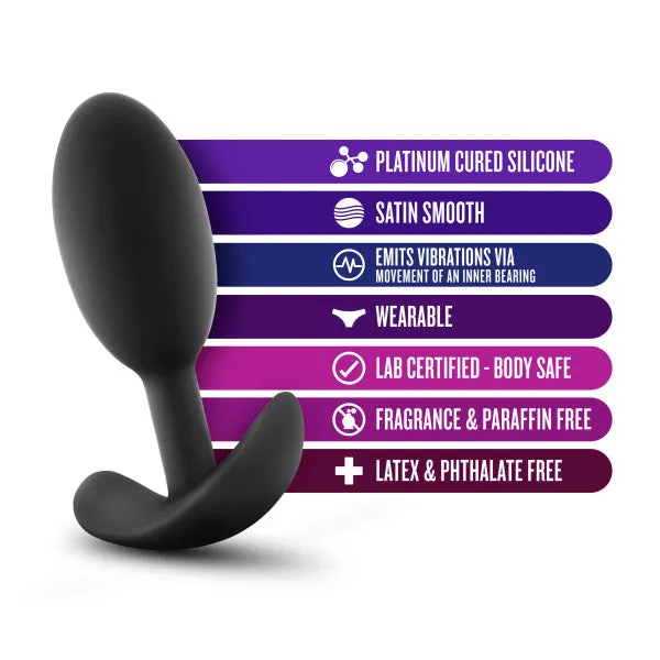 Blush Anal Luxe Medium Wearable Silicone Vibra Slim Plug Black