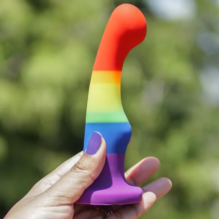 Blush Dildos Pride 6 Inch Rainbow Striped Silicone Suction Cup Dildo