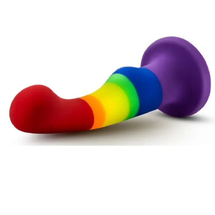 Blush Dildos Pride 6 Inch Rainbow Striped Silicone Suction Cup Dildo