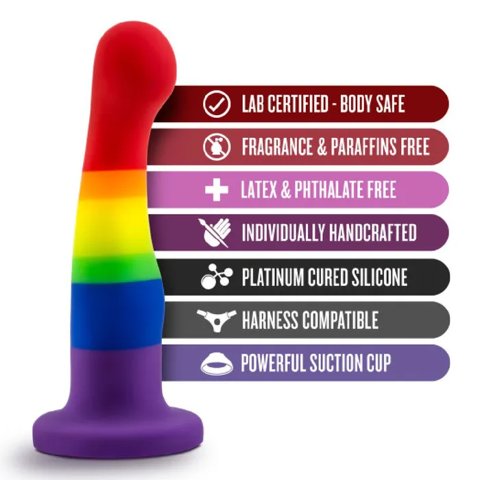 Blush Dildos Pride 6 Inch Rainbow Striped Silicone Suction Cup Dildo