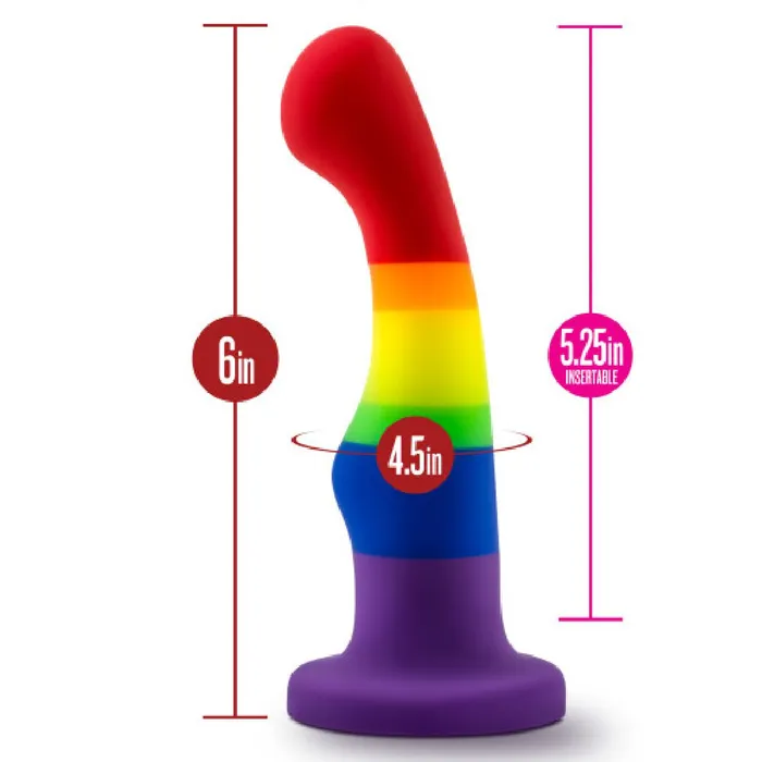 Blush Dildos Pride 6 Inch Rainbow Striped Silicone Suction Cup Dildo
