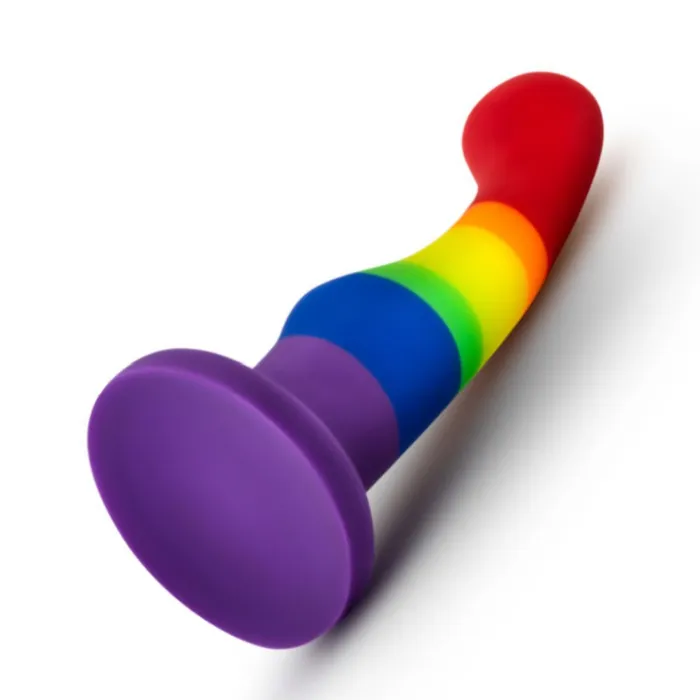 Blush Dildos Pride 6 Inch Rainbow Striped Silicone Suction Cup Dildo