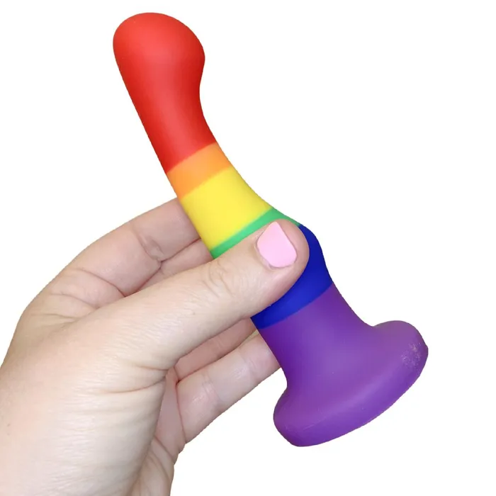 Blush Dildos Pride 6 Inch Rainbow Striped Silicone Suction Cup Dildo