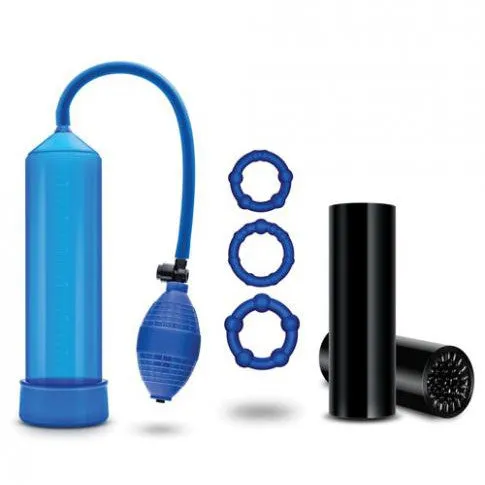 Blush Male Sex Toys Quickie Kit Go Big Penis Pump Stroker Rings