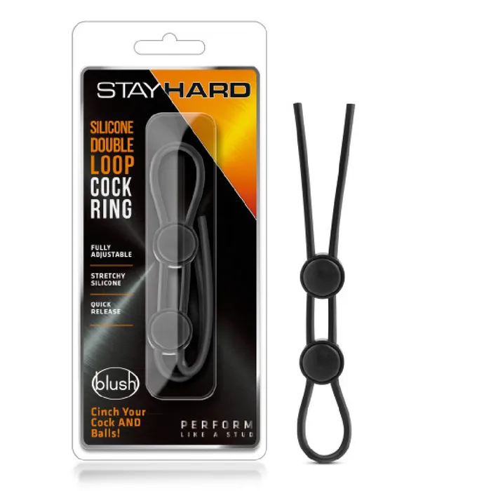Blush Male Sex Toys Stay Hard Silicone Double Loop Cock Ring Various Colors