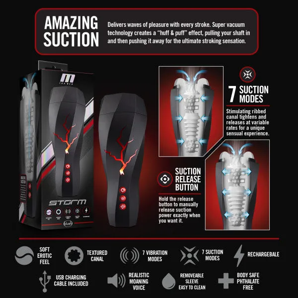 Blush Male Sex Toys Storm Sucking Moaning Vibrating Masturbator with Headphones