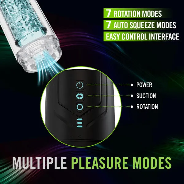 Blush Male Sex Toys Whirlwind Pro Rotating Sucking Automatic Stroker