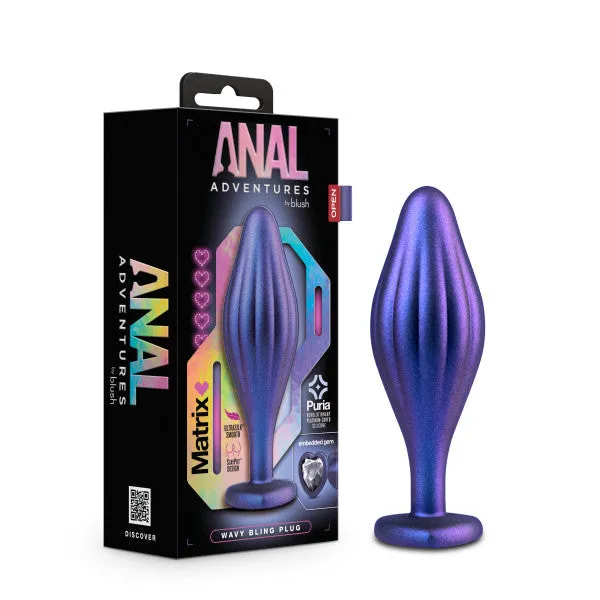 Blush Matrix Wavy Bling Plug with Sparkly Heart Base Anal