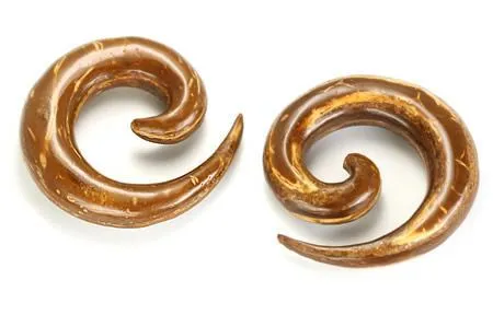 Coconut Shell Wood Sprial Hanger Earrings Organic Body Jewelry Price Per 1 Elementals Organics Female Sex Toys