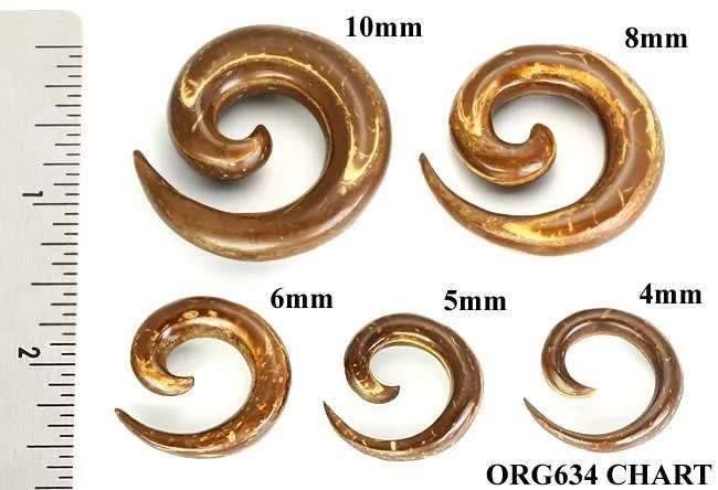 Coconut Shell Wood Sprial Hanger Earrings Organic Body Jewelry Price Per 1 Elementals Organics Female Sex Toys