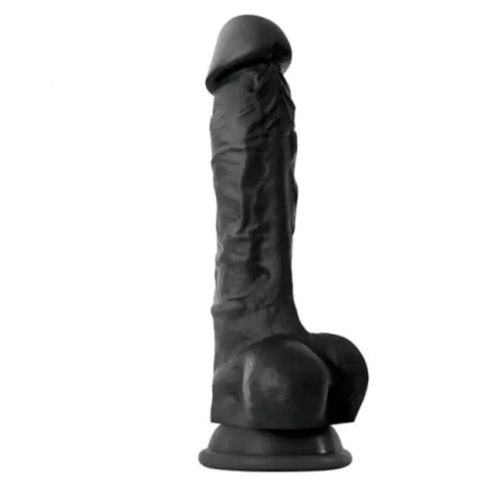 Colours Realistic 9 Inch Silicone Suction Cup Dildo Black NS Novelties Anal