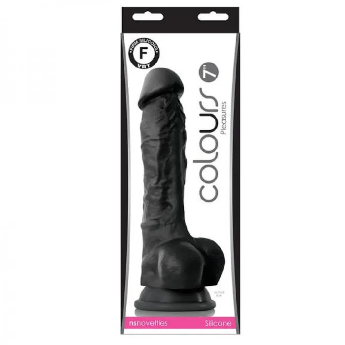 Colours Realistic 9 Inch Silicone Suction Cup Dildo Black NS Novelties Anal