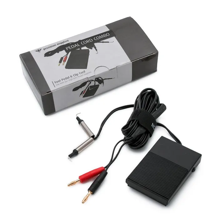 Combo Tattoo Foot Pedal Clip Cord With Banana Plugs for Use With Our HighTech Power Supplies Precision Male Sex Toys