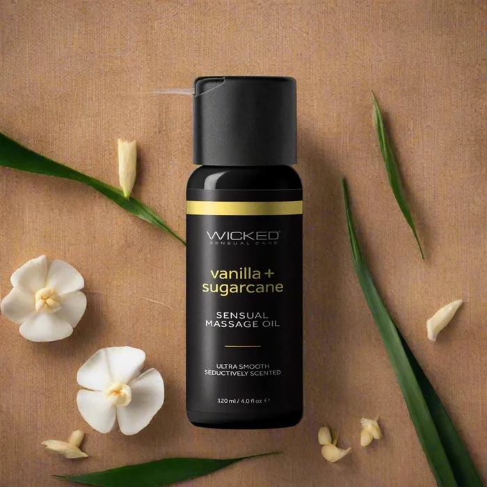 Couples Wicked Lubes Wicked Vanilla Sugarcane Sensual Massage Oil 4 oz