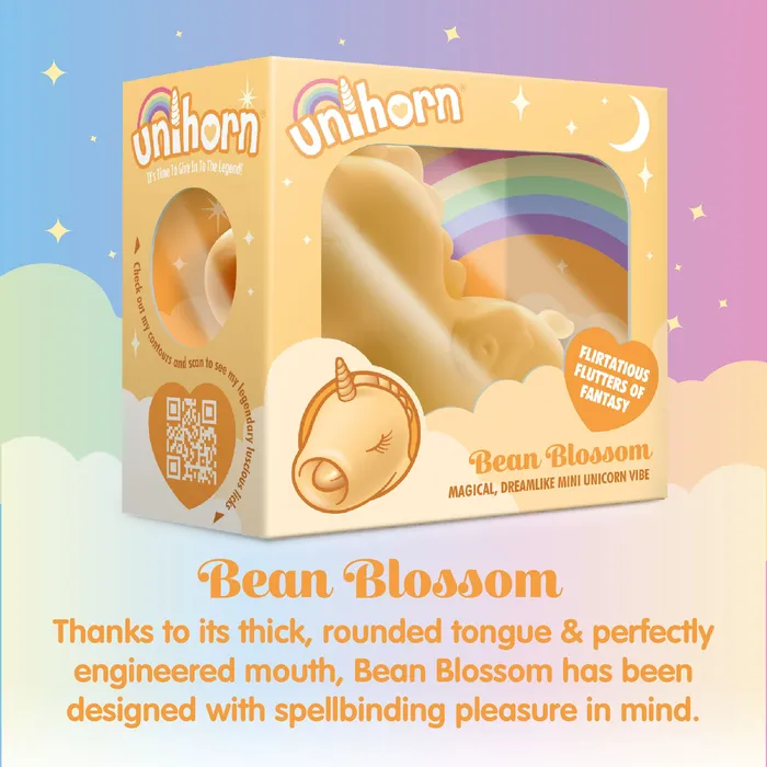 Creative Conceptions Bean Blossom Unicorn Shaped Licking Tongue Vibrator Yellow Female Sex Toys