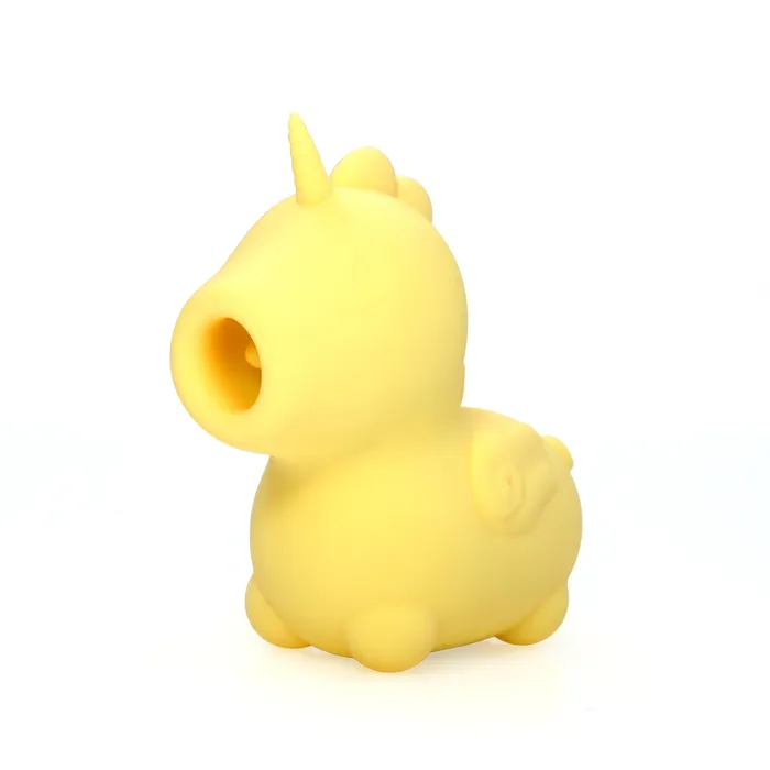 Creative Conceptions Bean Blossom Unicorn Shaped Licking Tongue Vibrator Yellow Female Sex Toys