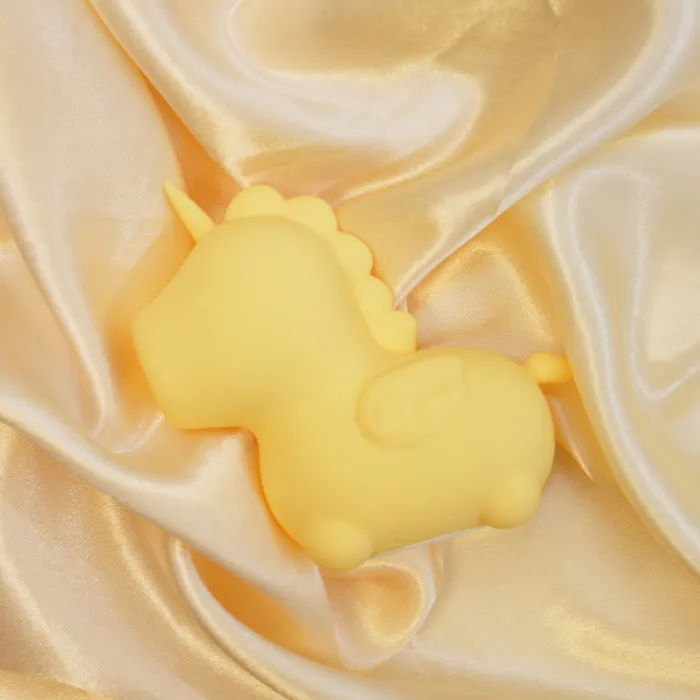 Creative Conceptions Bean Blossom Unicorn Shaped Licking Tongue Vibrator Yellow Female Sex Toys