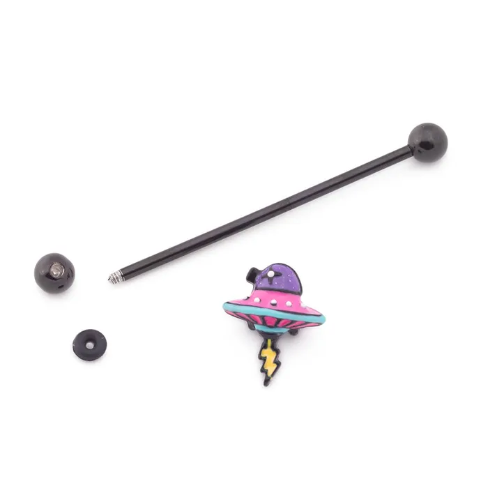 Dildos 14g 112 Neon Spacecraft Industrial Barbell Painful Pleasures