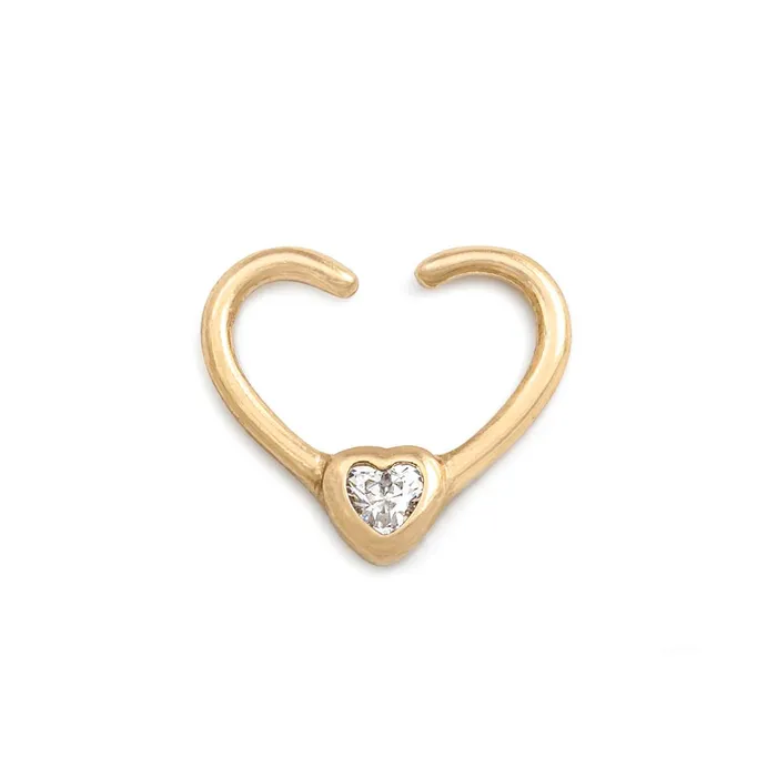 Dildos Painful Pleasures 16g PVD Gold Crystal Double Heart Bendable Ear Jewelry Price Per 1