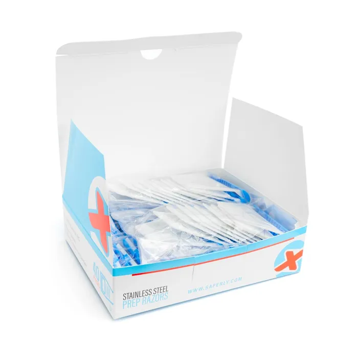 Dildos Saferly Stainless Steel Disposable Skin Prep Razors Box of 40 Saferly
