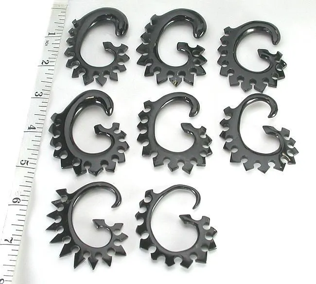 Elementals Organics Anal Stegosaurus Black Horn Spiral Earrings Body Jewelry Price Per 2