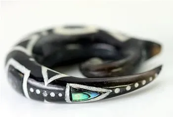 Elementals Organics Female Sex Toys Bone Dust Inlay and Abalone Inlay on Spiral Horn Organic Body Jewelry 4mm10mm Price Per 1