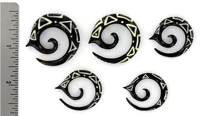 Elementals Organics Female Sex Toys Bone Dust Inlay and Abalone Inlay on Spiral Horn Organic Body Jewelry 4mm10mm Price Per 1