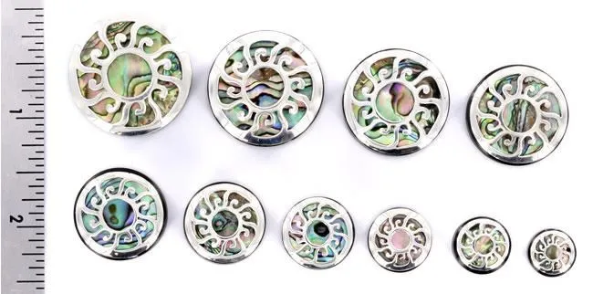 Elementals Organics SILVER SUN over Abalone Shell Plug Horn Organic Ear Jewelry Price Per 1 Anal
