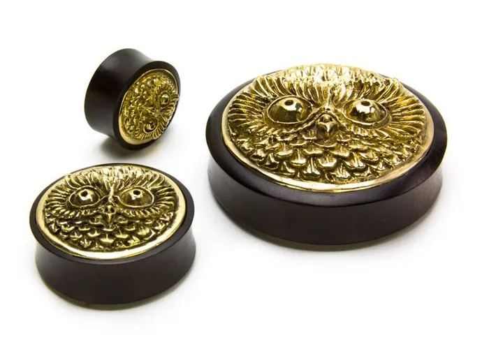 Elementals Organics Vibrators BRASS OWL Inlay Areng Wood Organic Plugs Price Per 1 Elementals Organics Vibrators BRASS OWL Inlay Areng Wood Organic Plugs Price Per 1