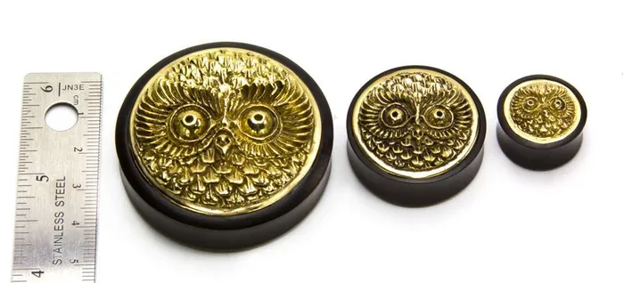 Elementals Organics Vibrators BRASS OWL Inlay Areng Wood Organic Plugs Price Per 1 Elementals Organics Vibrators BRASS OWL Inlay Areng Wood Organic Plugs Price Per 1