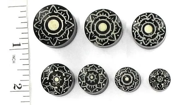 Elementals Organics Vibrators Flower Bone Dust Design Inlay Horn Wholesale Organic Plugs 12mm 24mm Price Per 1