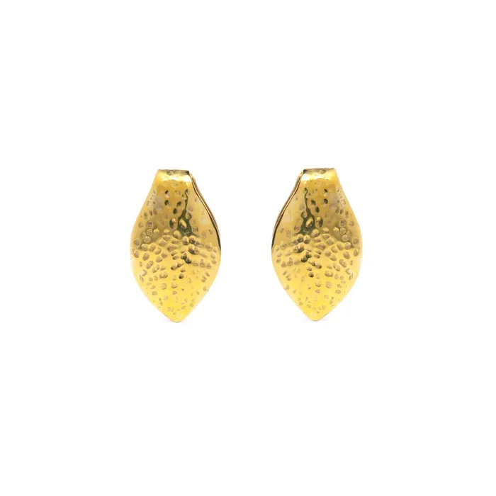 Elementals Organics Vibrators Polished Brass Hammered Leaf Ear Weight Price Per 2